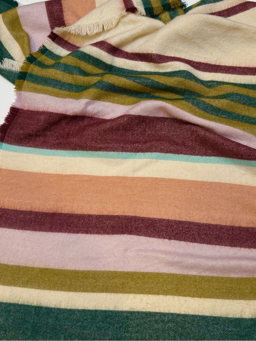 H&M Striped Scarf in Cream, Burgundy, Green & Pink